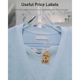 Uniclife 200 Pcs Price Tag with String Attached Writable Brown Kraft Paper Tags with Jute Twine Hang Tag Price Display Labels for Clothing Jewelry Blank Merchandise Marking Tags, 1.8" x 1"