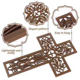 Christian Wall Art - Wooden Cross, Wall Cross, Wooden Wall Art, Wooden Cross For Wall, Wall Crucifix, Hollow Cross Wall Decoration Set, Christian Religious Home Decor, Wooden Cross to Hang up for Home