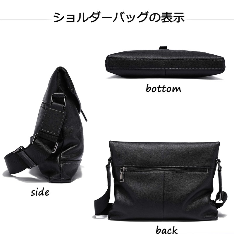 FSD.WG Men's Shoulder Bag, Messenger Bag, Genuine Leather, black a