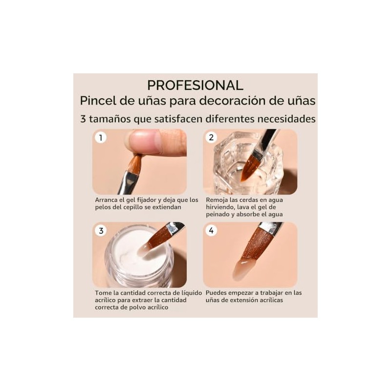 Kit de uñas acrílicas Polvo acrílico Set líquido con lápices