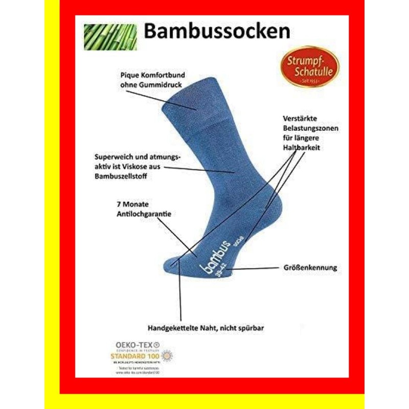 TippTexx24 6 pairs of Oekotex bamboo socks, odour killers -
