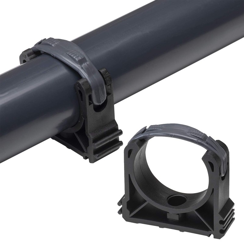 PVC Pipe Clamp Set, 63 mm, Plastic, Pack of 10,