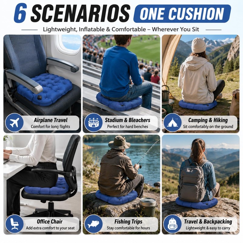 Inflatable Seat Cushion for Long Flights Portable Travel Seat Pad