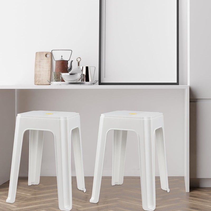 Afromy White Sitting Stool, Stacking Stools Chairs for Home, Office,