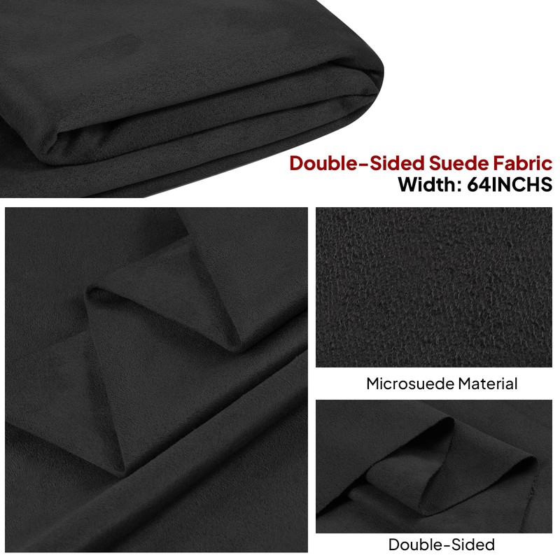 SBWLKJ Suede Upholstery Fabric Black 64"×40" Double-Side Smooth Material