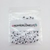 PEPPERLONELY 100 abalorio redondas planas acrílicas blancas del alfabeto "F",