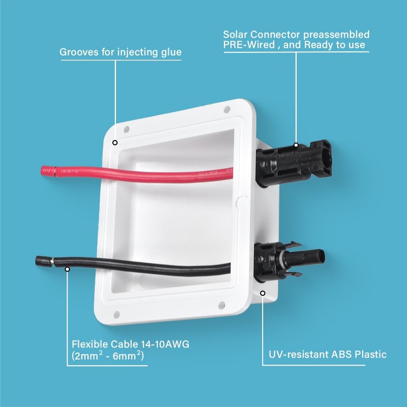 JianHan Solar Weatherproof ABS Double Cable Entry Gland 0.33ft 10AWG