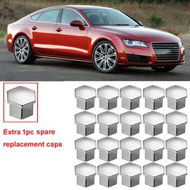 Gebildet 21 x Wheel Nut Caps 19 mm, Wheel Bolts Nut Caps Covers, Hexagonal Tyre Nut Covers with Disassembly Tool Set for Cars, Chrome