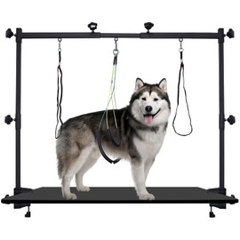 LIGEFOY Dog Grooming arm with Restraint Loops, Adjustable Height(0"~35"),Adjustable Width (32"~47") for Large & Medium & Small Pets Bathing & Grooming (Black)