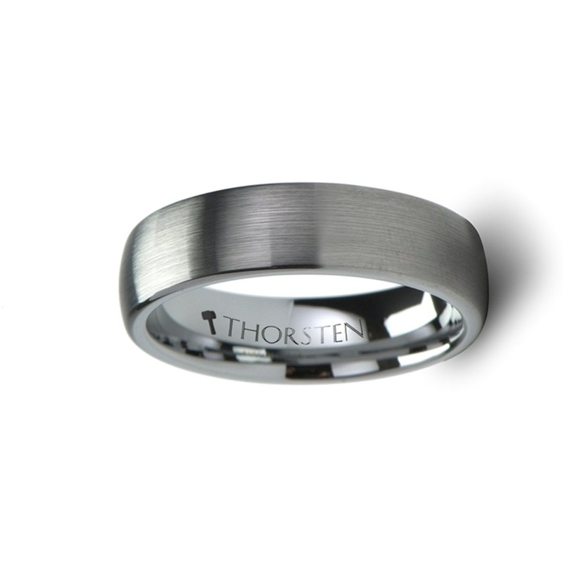 PERSEUS Brushed Rounded Domed Tungsten Ring 6mm Wide Wedding Band