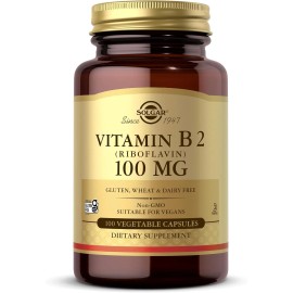 Solgar Vitamin B2 (Riboflavin) 100mg, 100 Vegetable capsules 2 pack