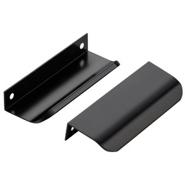 Ravinte Hardware 6 Pack Black Cabinet Handles, Finger Edge Pull Cabinet Handles 102mm/4 inch, Finger Edge Pulls Cabinet Pulls Finger Pulls for Cabinets