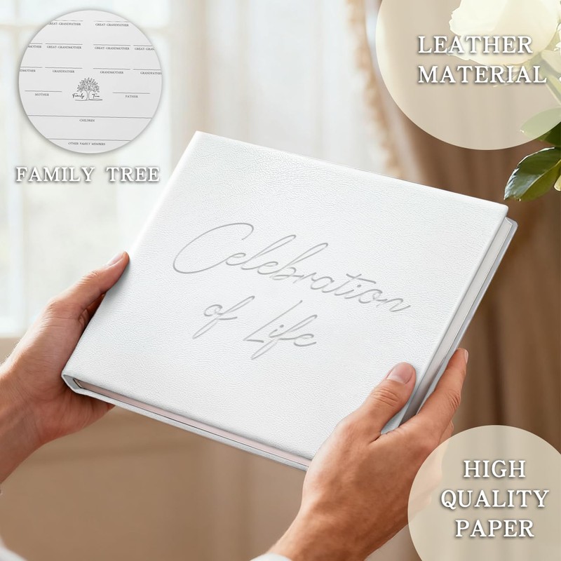 Elegant​ ​​Funeral Guest Book & Memory Book for Memorial Service