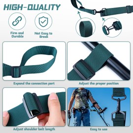 Tondiamo 2 Pcs Metal Detector Shoulder Strap Adjustable for Metal Detector Detecting Gold, Coin(Camouflage, Atrovirens)