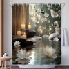 EUBTPA Lotus Zen Bamboo Shower Curtain Stone Spa Floral Flowers