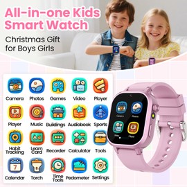 Waterproof Smart Watch for Kids Girls Ages 5-12 with 36 Games, HD Camera, Video, Music, Habit Tracking, Alarm, Pedometer, Kids Smart Watch Chrismars Birthday Gift for Girls Age 5 6 7 8(Pink)