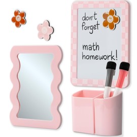 Stylish Locker Accessories Kit for Girls - Includes Mirror, Whiteboard, Pen Holder, Cute Flower Magnets & Marker Set - All-in-One School Locker Decor & Organizer Set to Brighten Up Your School Day