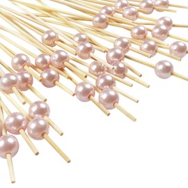 Cocktail Picks Toothpicks for Appetizers, Pink Bamboo Cocktail Sticks for Drinks, Appetizer Skewers for Charcuterie Party etc, 100 PCS