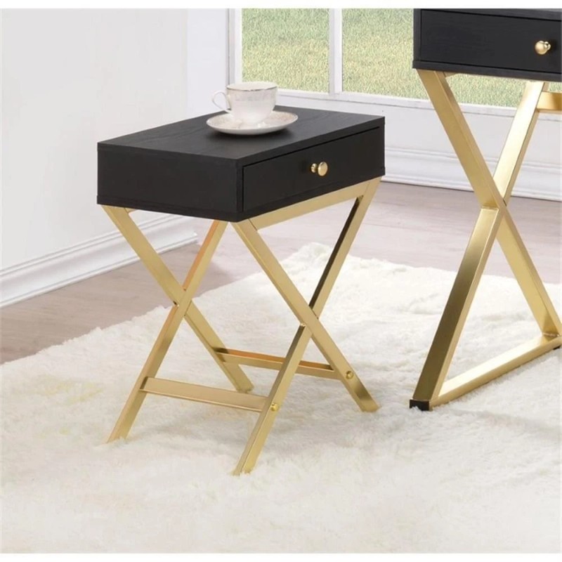 Bowery Hill End Table in Black and Brass