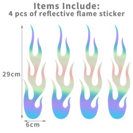 ZWYYW Flame Decals for Cars, Flame Stickers for Helmet, Reflective Decals for Motorcycles Bike Skateboard Decoration, 4 PCS