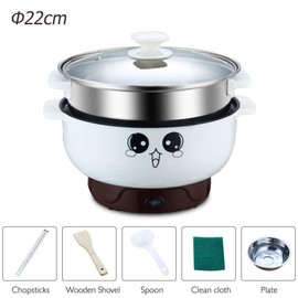 4-in-1 Multifunction Electric Skillet with Lid Nonstick Stainless Steel Small Electric Stockpot Hot Pot Skillet Noodles Rice Cooker Steamed Egg Soup Porridge Fried Cooking 110V (2.8L, Electric Skillet With Steam Grid)
