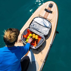 THURSO SURF Paddle Board Accessories Cooler Deck Bag for SUP Kayak Cooler Mesh Top Pocket Insulated Paddle Board Cooler Water-Resistant Portable Paddleboard Cooler Bag SUP Accessories 10 Can Grey