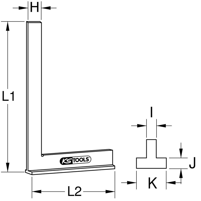 KS Tools 300.0273 Square with stock, 250mm