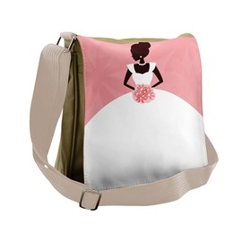 Ambesonne Salmon Messenger Bag, Wedding Dress Flowers, Unisex Cross-body