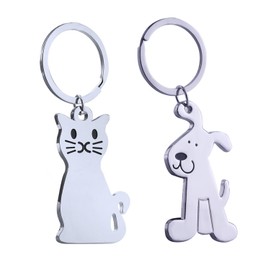 DUINIU 2 Pieces Cat and Dog Keychains, Animal Keychains, Funny Cat Gifts, Cute Keychains for Women, Keychains for Men, Gifts for Cat and Dog Lovers