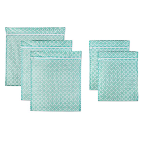 DII Laundry Storage Collection Mesh Zippered, XX-Large/X-Large/Large Set, Aqua Lattice,