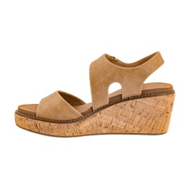 Corkys Footwear Women's Five Oclock Somewhere 2.5-Inch Wedge - Timeless Toe Strap, Hook And Loop Strap Ankle Closure, And Cushioned EVA Insoles For All-Day Comfort - Tan - Size 9