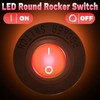 Round Rocker Switch, 12V Toggle Switch, Waterproof Lighted LED On/Off