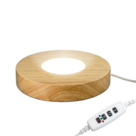 FuoiCorn Wood Crystal Display Base Light - LED Illuminator for Artworks, 3 Light Modes with 10-Level Dimming & Auto Timer (Yellow, 4.7inch)