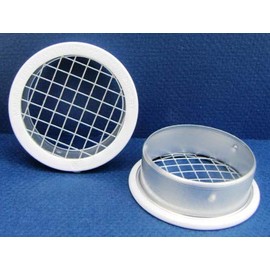 6" Round Open Screen Vent w 1/4" mesh - White - Pkg of 2