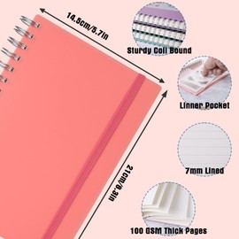 TIEFOSSI A5 Hardcover Spiral Notebook, Aesthetic Thick Journal for Women Writing, 100 GSM 300 Pages, College Ruled, for Work, School