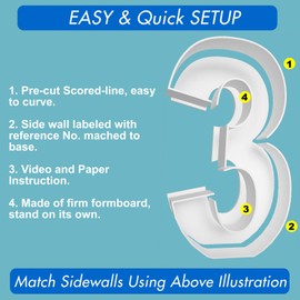 3FT Mosaic Balloon Frame Number 3 Light Up Numbers Pre-Cut Kit Thick Foam Board for Birthday Decoration…