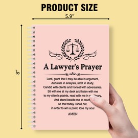 QYUVK A Lawyer's Prayer Pink Hardcover 160 Pages Blank Spiral Notebooks, Funny Legal Gifts for Men Women, Birthday Thank You Gifts for Attorney Lawyers Law School Students, Law School Grad Gifts