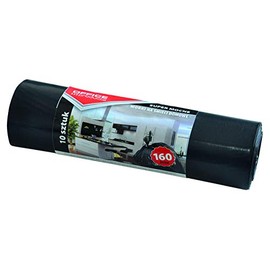 Office Products 22022242-05 Bin Liners 160 L - Pack of 10 Extra Strong LDPE | Bin Bags Rubbish Bags for Household Waste for the Office | Colour: Black | Film Thickness: 32 μm