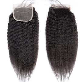 Italian Coarse Yaki Straight Curly 5x5 Transparent Lace Closure Afro Kinky Straight Human Hair Top Closures Piece with Baby Hair For Black Women