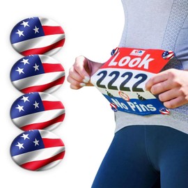 bibSNAPS Race Bib Clips - Safety Lock Fasteners - Secures Running, Marathon, Cycling and Event Number, Non Magnetic, Easy to Use, Soft & Reusable - Replacement for Pins & Magnets - USA Flag (4pcs)