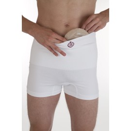 Comfizz Level 2 Ostomy Support Boxer: High Waist, Unisex, Medium Support Ideal for Post Surgery & Small Hernias (S/M,Black)