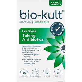 Bio-Kult for Those Taking Antibiotics – 14 Live Bacterial Strains – 8 Billion CFU – Supports Gut Flora Balance During Antibiotic Use – 15-Day Course – Gluten Free & Vegetarian – Suitable for Ages 12+