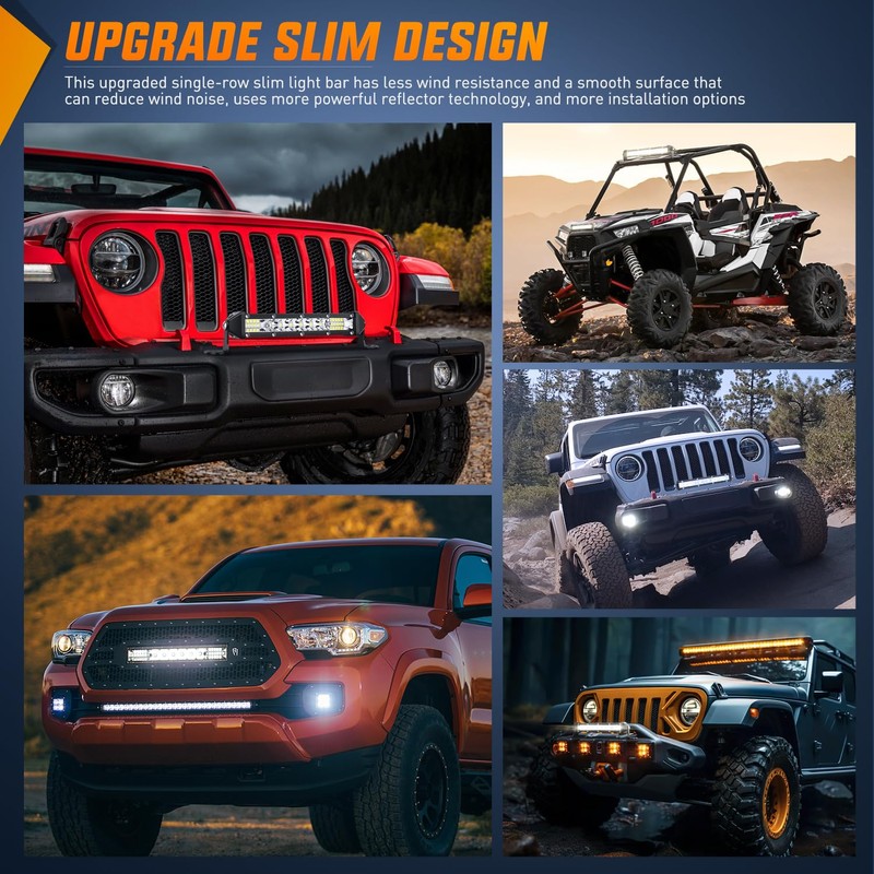 Nilight Slim LED Light Bar 2Pcs 7 Inch 16LED Single