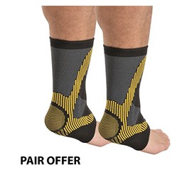 Solace Care Elastic Ankle Compression Support - Extra Protection and Healing - Sub-Acute Ankle Sprains, Edema & Arthritis - Support for Stiff, Weak or Sore Ankles (Pair) (Unisex) (Large, Black)