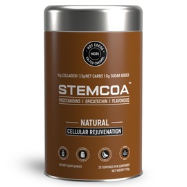 Stemcoa NCR1 - Natural Cellular Renewal & Rejuvenation, Salted Caramel Flavor, Hydrolyzed Bovine Collagen Powder with Cocoa & Resveratrol, Non-GMO, Gluten Free & Keto Diets