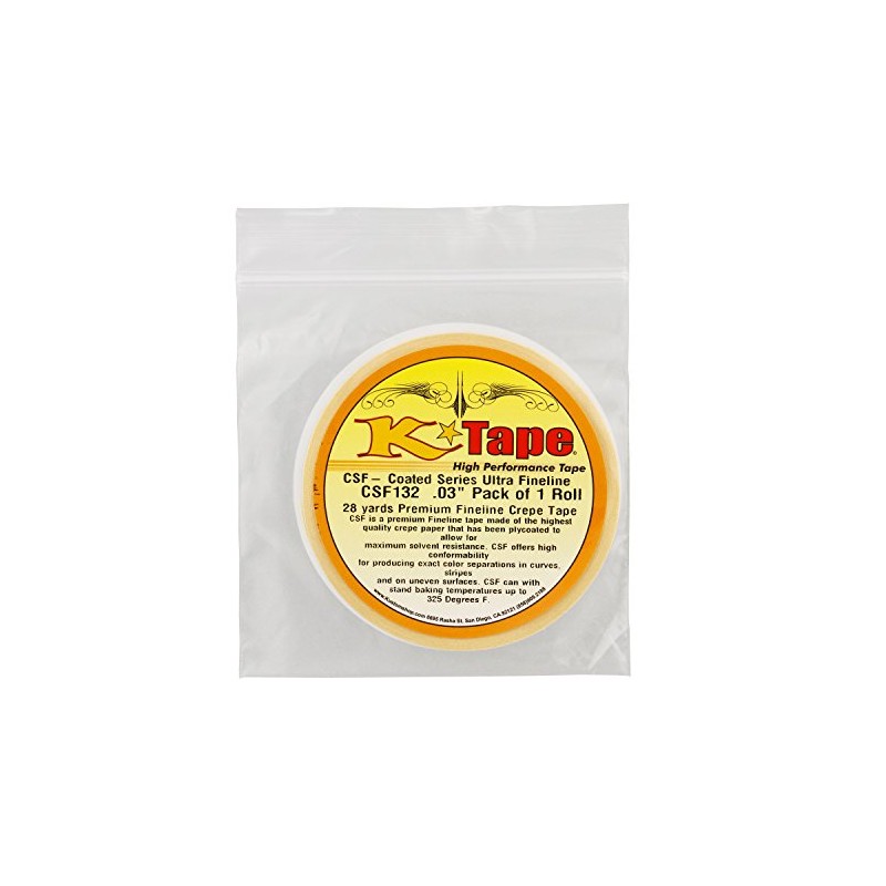 Custom Shop CSF132 K-Tape Coated Series Micro Fineline Tape, Yellow