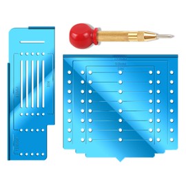 King&Charles Cabinet Hardware Template with Center Punch, Cabinet Handle Template Tool - Use for Handles Knobs Pulls on Drawers/Doors, Hardware Installation Perfect Match Kit.