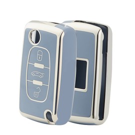 OFFCURVE Car Key Cover Car Key Case Key Fob Cover Car Key Protector 2/3 buttons Compatible with Peugeot 106 207 308 Expert Partner Citroen C2 C3 C4 Grand Picasso Fiat Scudo Ulysse