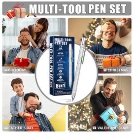 Cool Gifts For Men Woman, 6 IN 1 Multitool Pen For Him Father Grandpa Husband Boyfriend, Unique Multi Tool Gadget Stocking Stuffers Gifts From Daughter Wife Son (Silver)