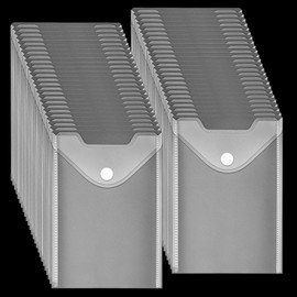 50 Pack Plastic Envelopes, 7 X 10 Clear Reusable Waterproof File Folder with Snap Button, A5 Clear Envelopes for School and Office Supplies